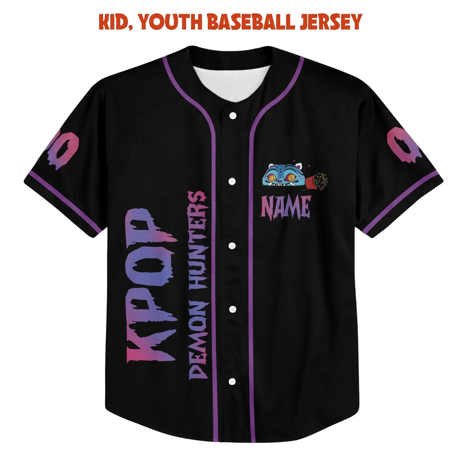Custom Halloween Tiger Derpy Baseball Jersey, Kpop Demon Hunter Shirt, Hunter Merch - Image 3