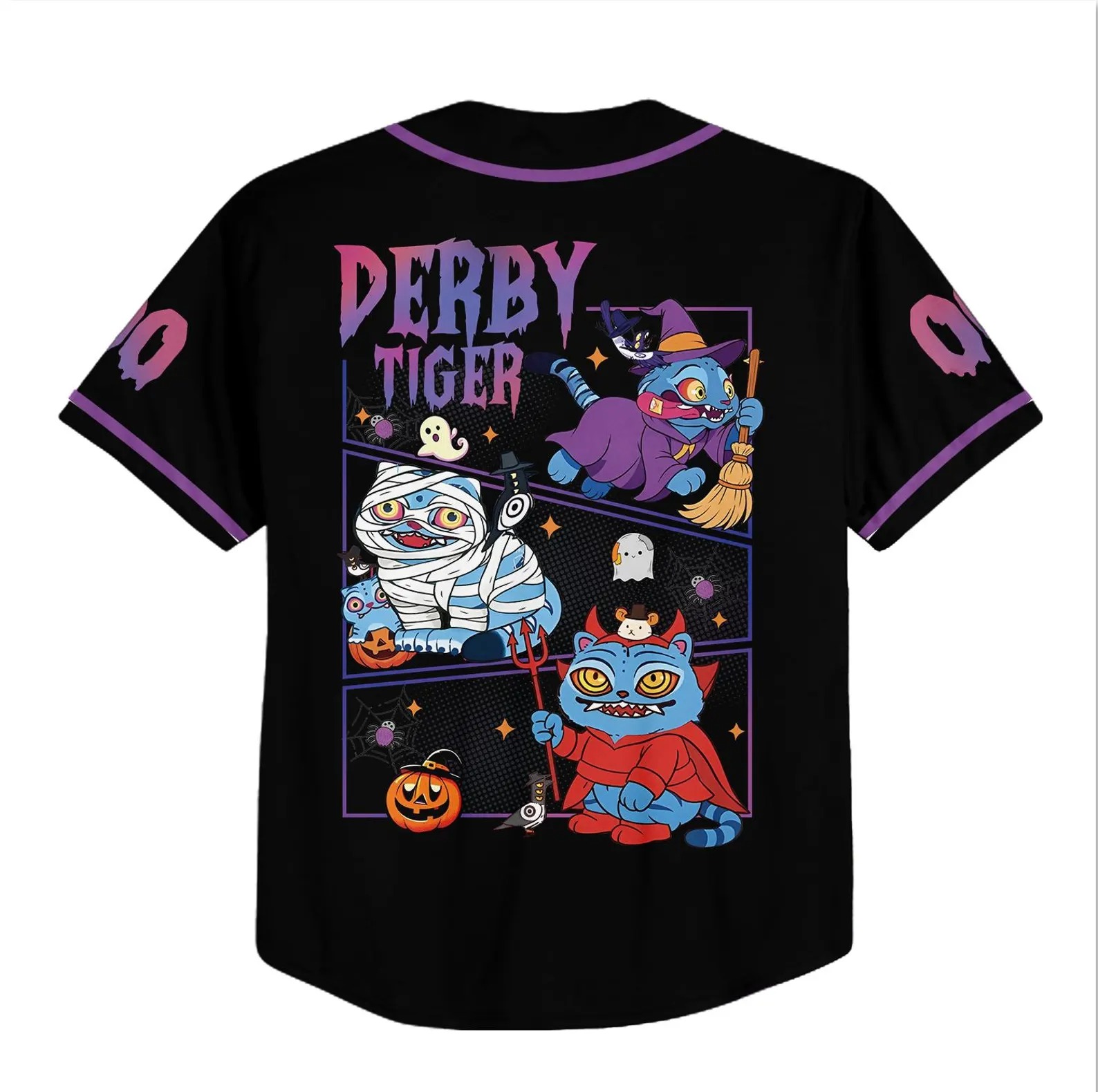 Custom Halloween Tiger Derpy Baseball Jersey, Kpop Demon Hunter Shirt, Hunter Merch - Image 4