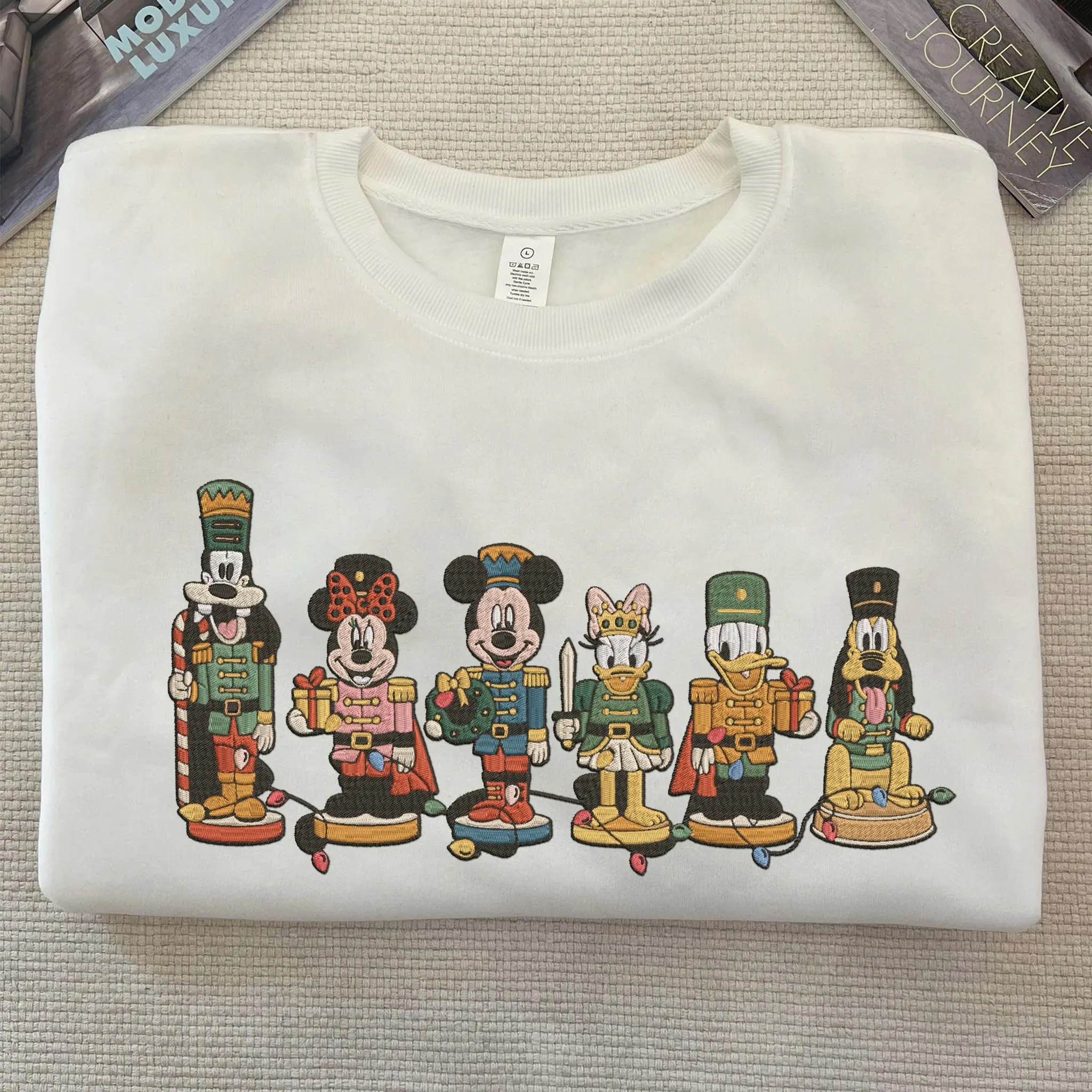 Disneyland Mickey And Friends Nutcracker Embroidered Sweatshirt, Walt Disney World Embroidery Sweater, Disney Character Embroidery Hoodie - Image 3