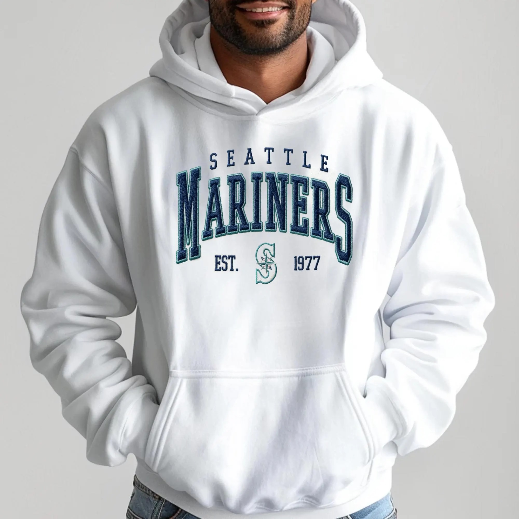 Embroidered Mariners Baseball Sweatshirt, Unisex Crewneck Pullover Sweatshirt - Image 4