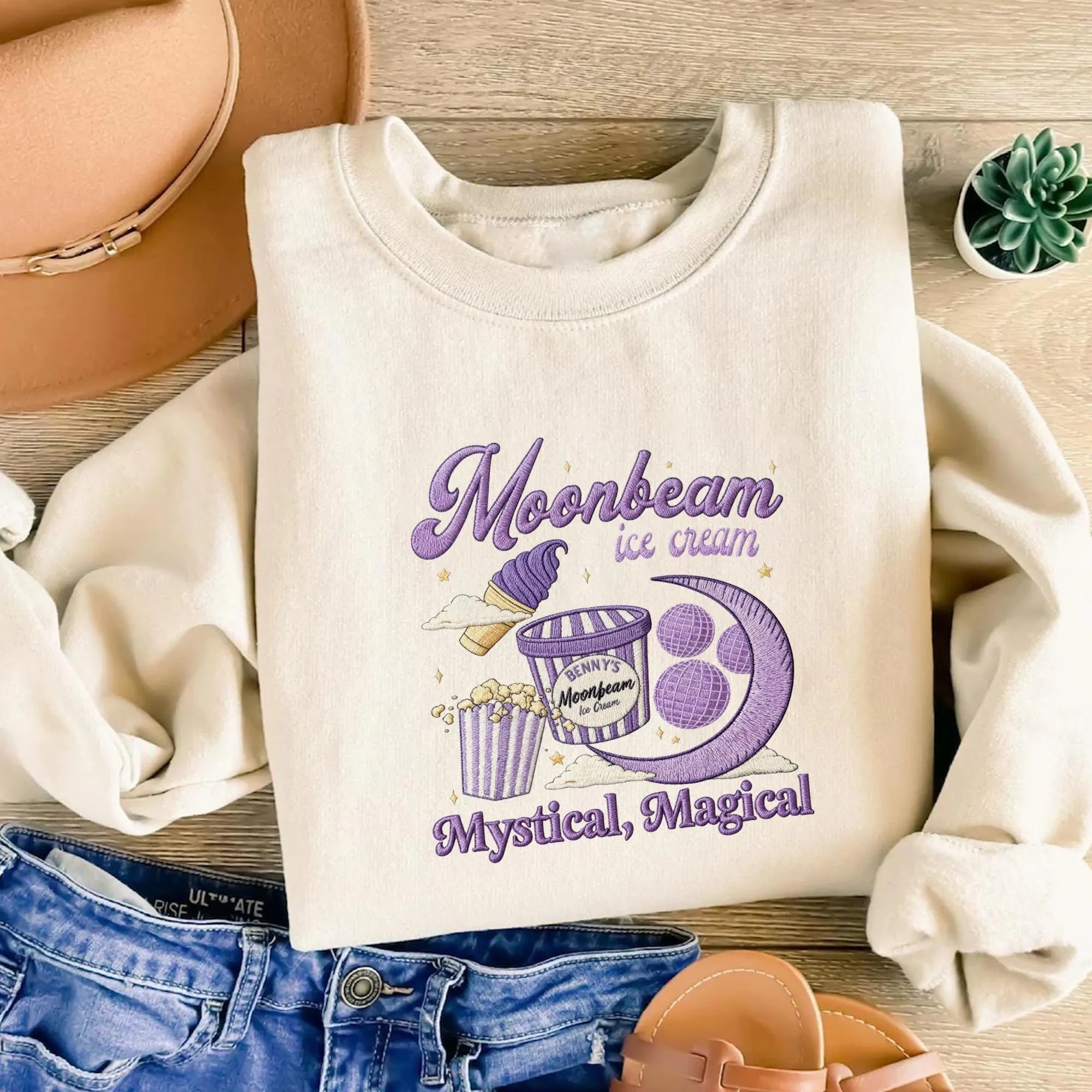 Embroidery Espon And Umbeon Matching Sweatshirt, Espon Psychic Sun And Crescent Moon Embroidery, Couple Anime Shirt