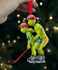 Funny Grinch Christmas Ornament, Personalized Couple Acrylic Ornament, Cute Green Monster Xmas Decoration, Holiday Tree Gift for Him Her