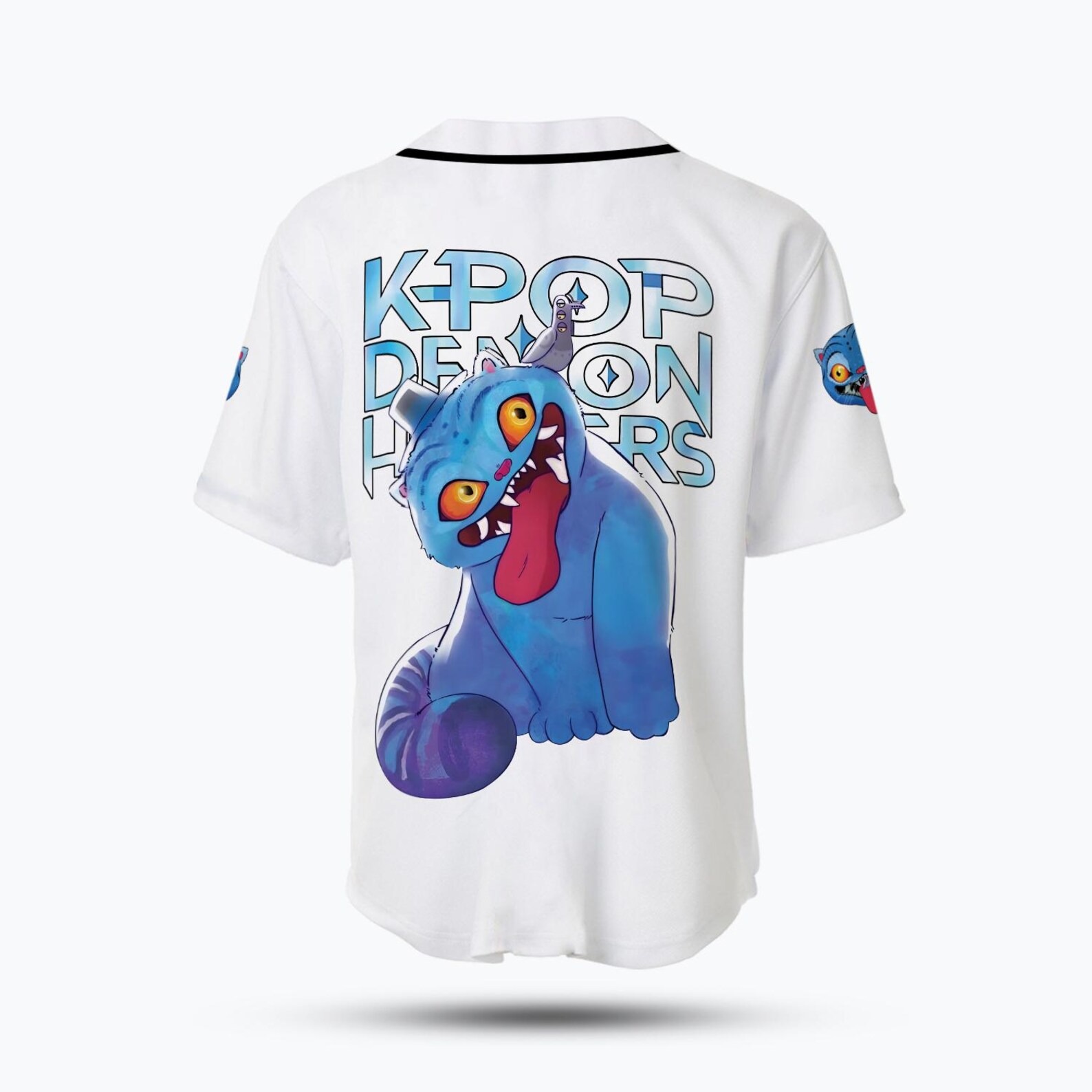 Kpop Demon Hunter Tiger Unisex Baseball Jersey, Derpy Tiger & Bird Demon Hunter Tiger Croptop Baseball Jersey - Image 4