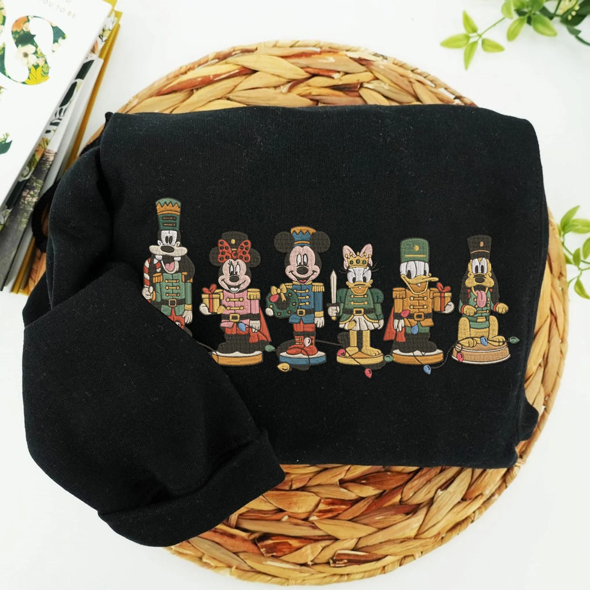 Disneyland Mickey And Friends Nutcracker Embroidered Sweatshirt, Walt Disney World Embroidery Sweater, Disney Character Embroidery Hoodie - Image 5
