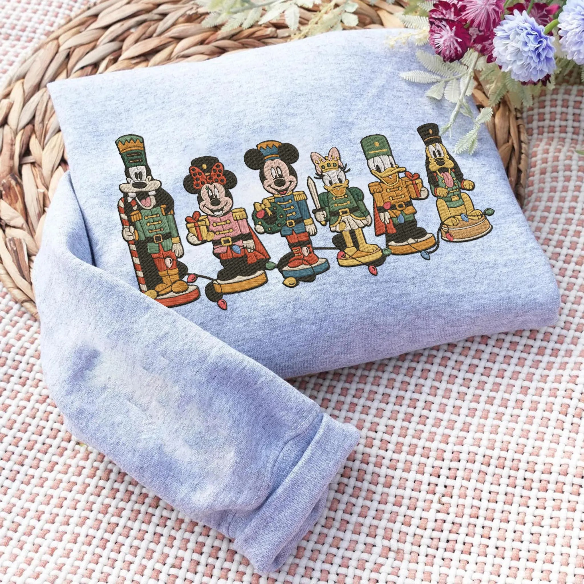 Disneyland Mickey And Friends Nutcracker Embroidered Sweatshirt, Walt Disney World Embroidery Sweater, Disney Character Embroidery Hoodie - Image 4
