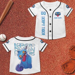 Kpop Demon Hunter Tiger Unisex Baseball Jersey, Derpy Tiger & Bird Demon Hunter Tiger Croptop Baseball Jersey