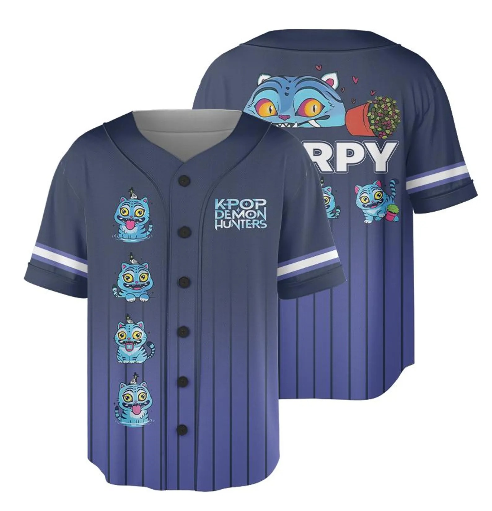 Kpop Demon Hunter Tiger Unisex Baseball Jersey, Derpy Tiger & Bird Demon Hunter Tiger Croptop Baseball Jersey, Baseball Jersey for Youth Kid