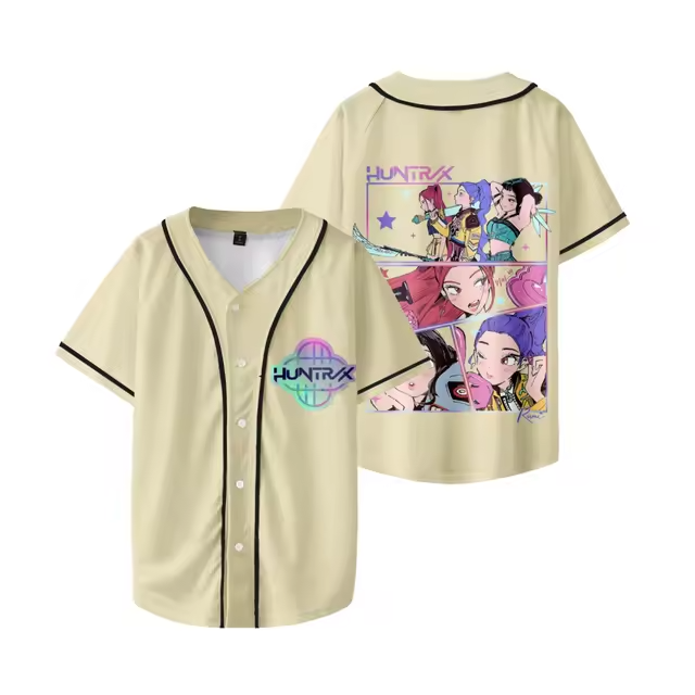 KPop Demon Hunters Huntrix Baseball Jersey – Unisex V-Neck Short Sleeve, Custom Color - Image 6