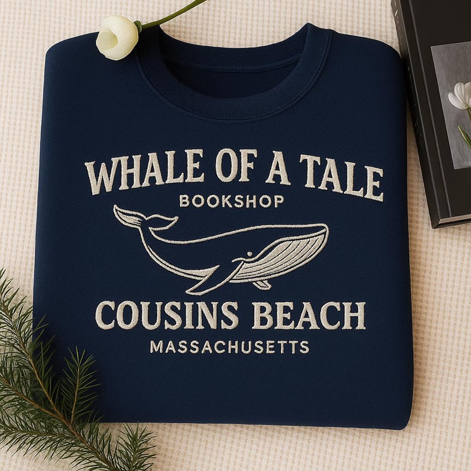 Whale of A Tale Bookshop Embroidered shirt, Cousins Beach sweatshirt, Team Conrad