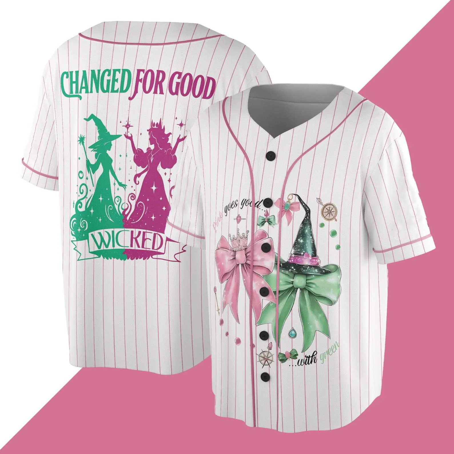Wicked Jersey, Elphaba and Glinda Jersey,Wicked Birthday Girl Shirt,Wicked Green Witch Pink,Wizard of Oz Fan Gift,Wicked Jersey