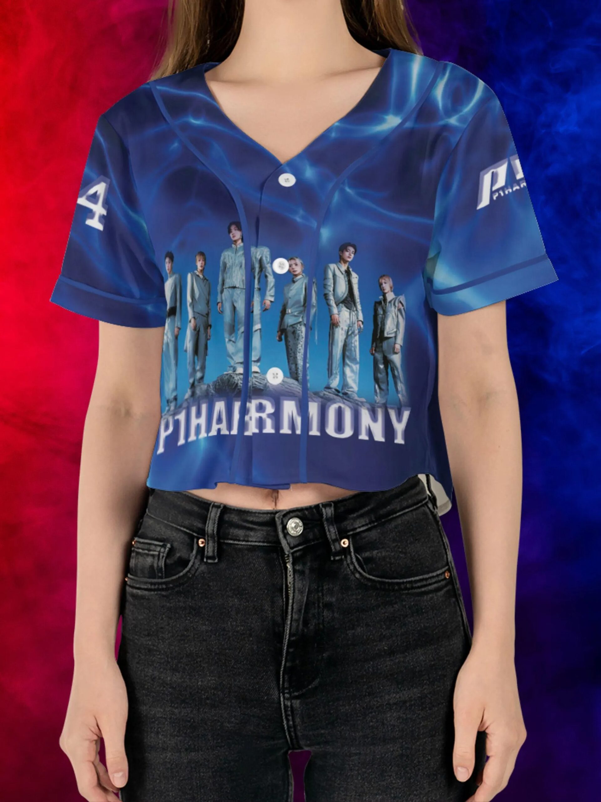 P1Harmony Crop Top Baseball Jersey - Image 4