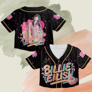 Alternative view of Customizable Billie Eilish Baseball Jersey - Crop Top