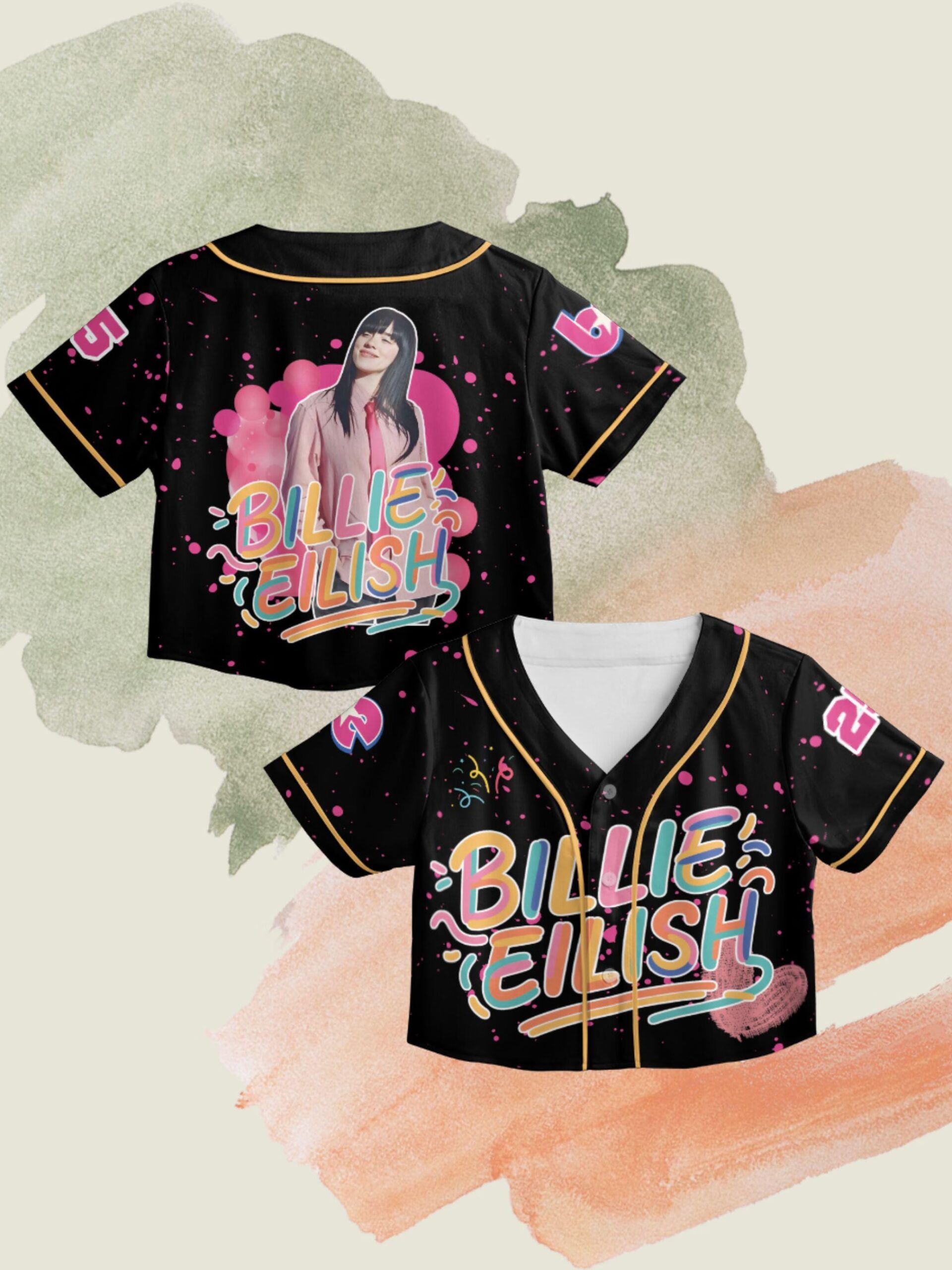 Customizable Billie Eilish Baseball Jersey - Crop Top - Image 2