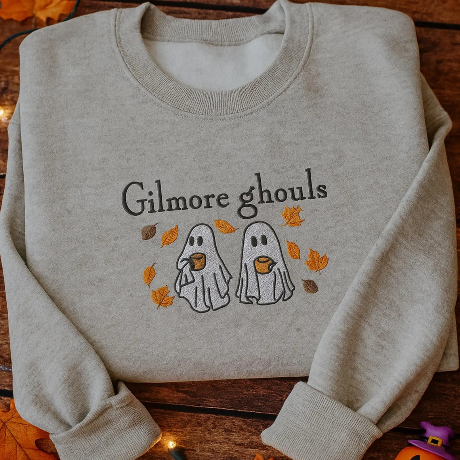 Gilmore Ghouls Embroidered Sweatshirt, Stars-Hollow Fall Sweatshirt, Cozy Small Town Hoodie, Ghost Embroidered Shirt
