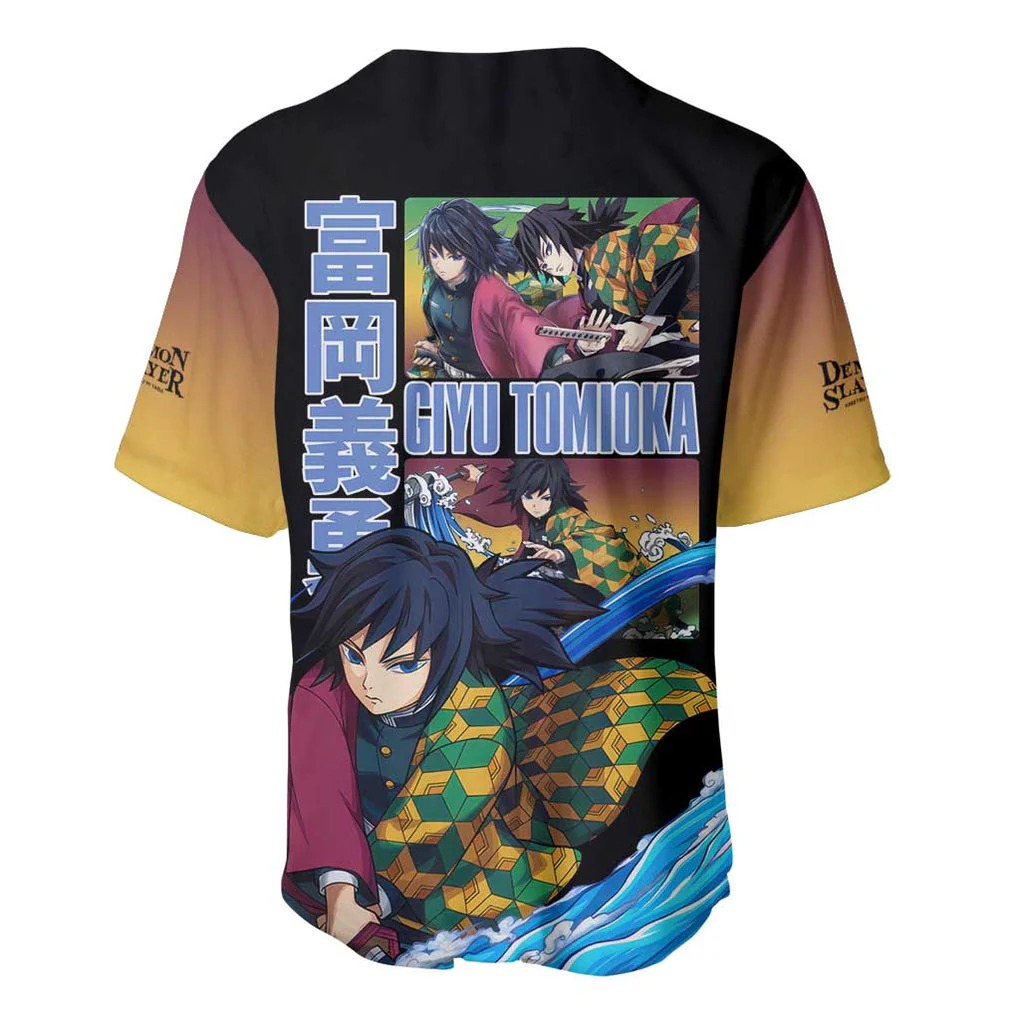 Giyu Tomioka V3 Demon Slayer Baseball Jersey Anime Style - Image 3