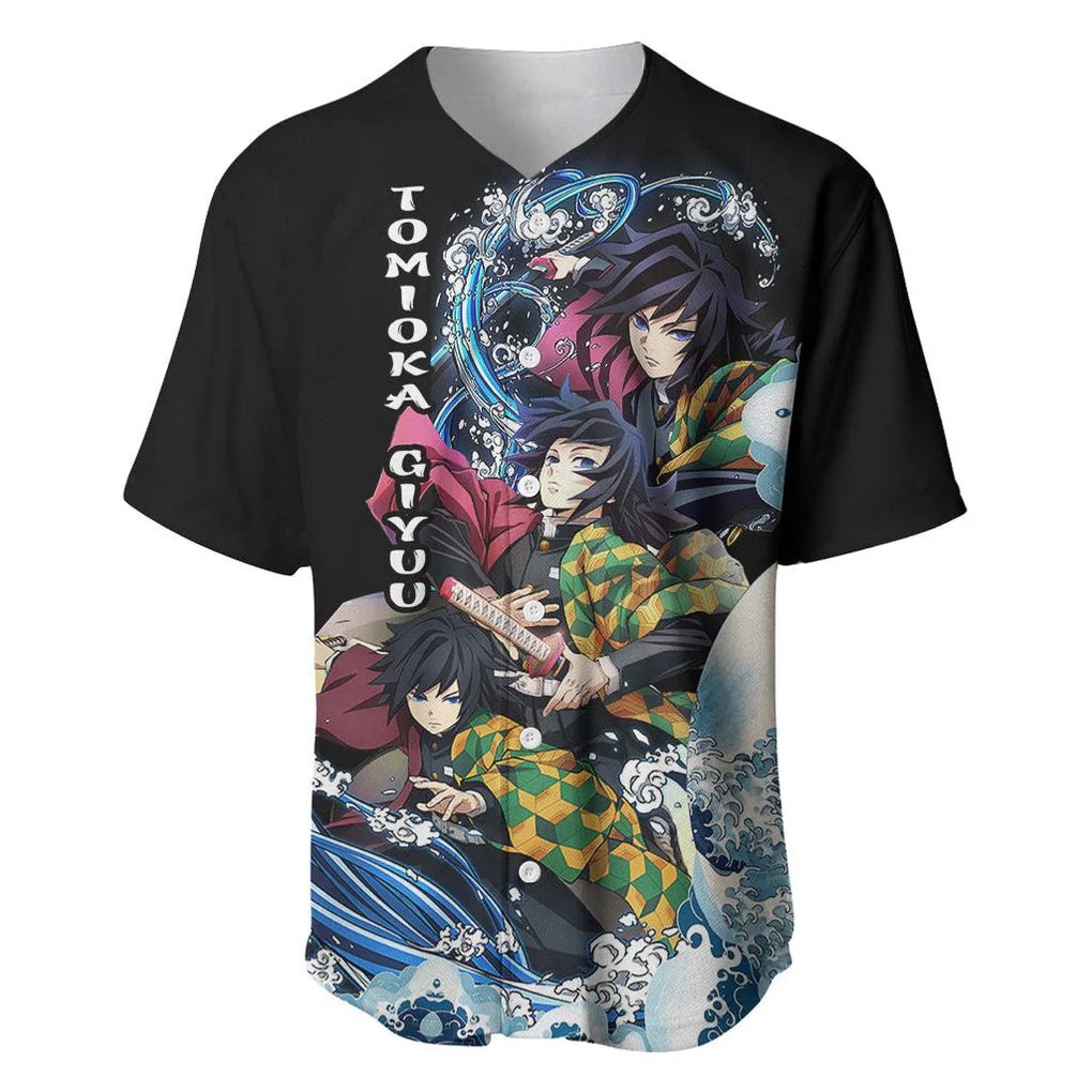 Demon Slayer Anime Baseball Jersey Giyu Tomioka Water Hashira - Image 2