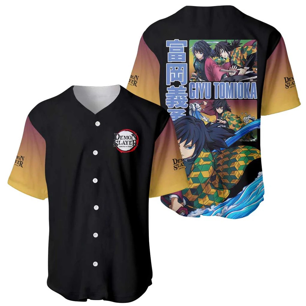 Giyu Tomioka V3 Demon Slayer Baseball Jersey Anime Style