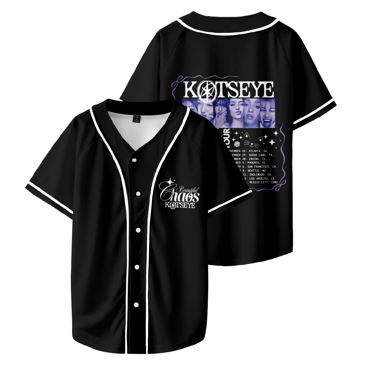 Katseye Merch Beautiful Chaos Tour 2025 Baseball Shirt Unisex Baseball Jersey, Custom Color Jersey