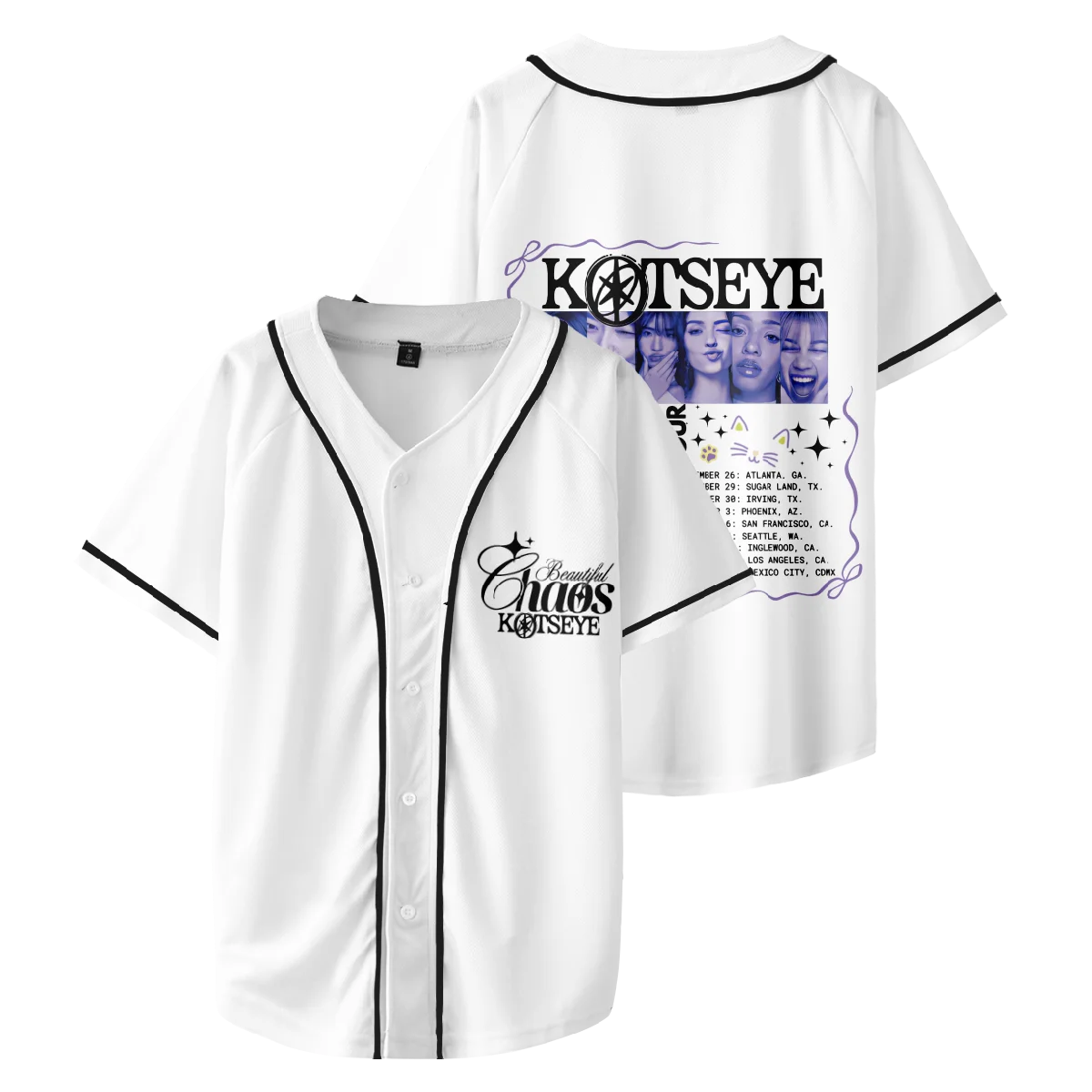 Katseye Merch Beautiful Chaos Tour 2025 Baseball Shirt Unisex Baseball Jersey, Custom Color Jersey - Image 2