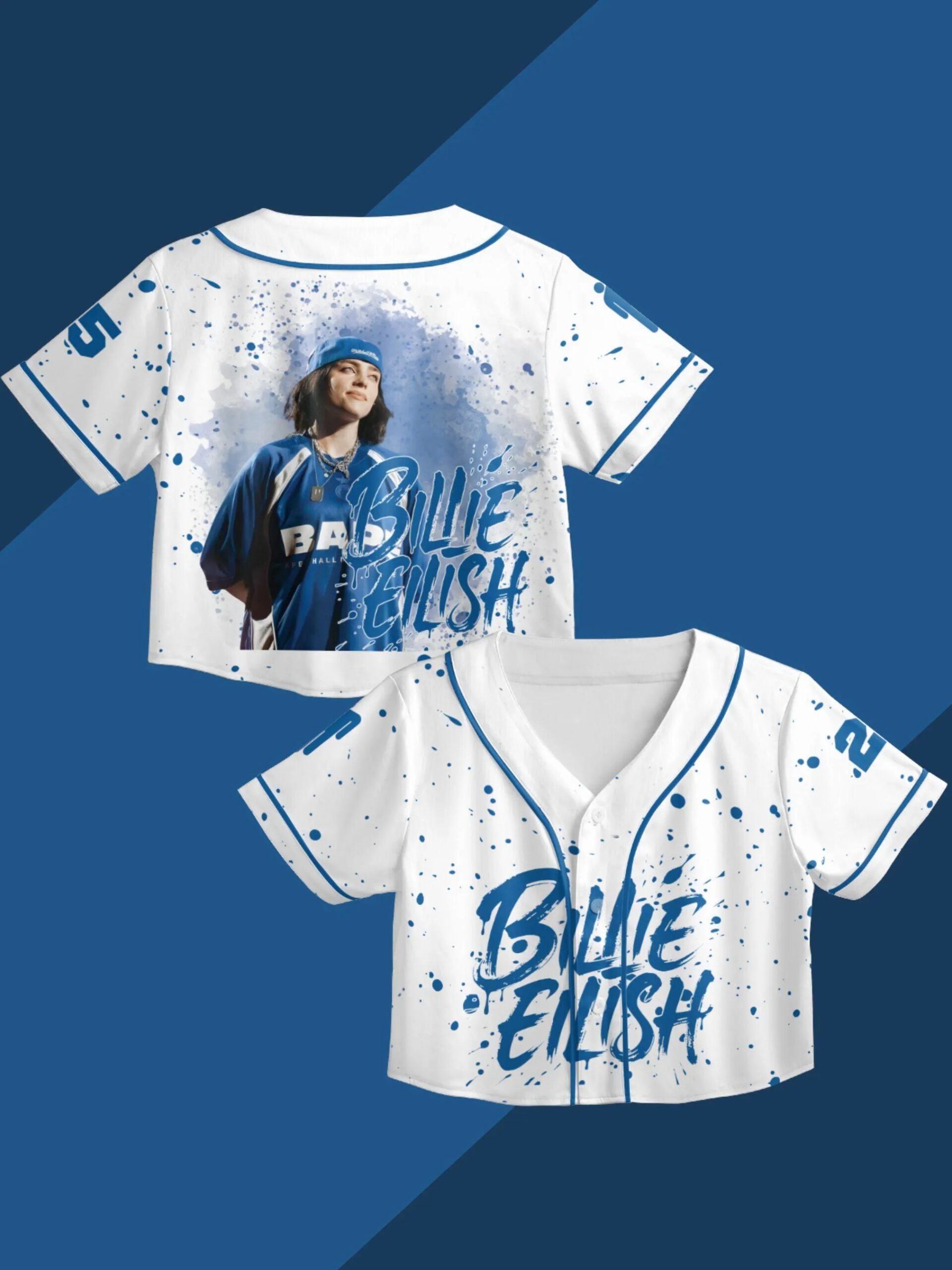 Billie Eilish Baseball Jersey - Includes Crop Top Style & Kids/Youth Sizes, Custom Color