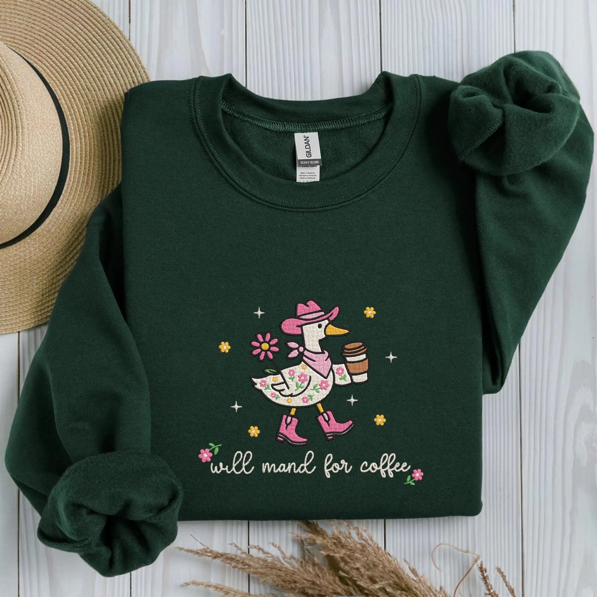 Embroidered Silly Goose RBT Sweatshirt, Floral Will Mand for Coffee for ABA Therapy