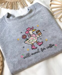 Alternative view of Embroidered Silly Goose RBT Sweatshirt, Floral Will Mand for Coffee for ABA Therapy