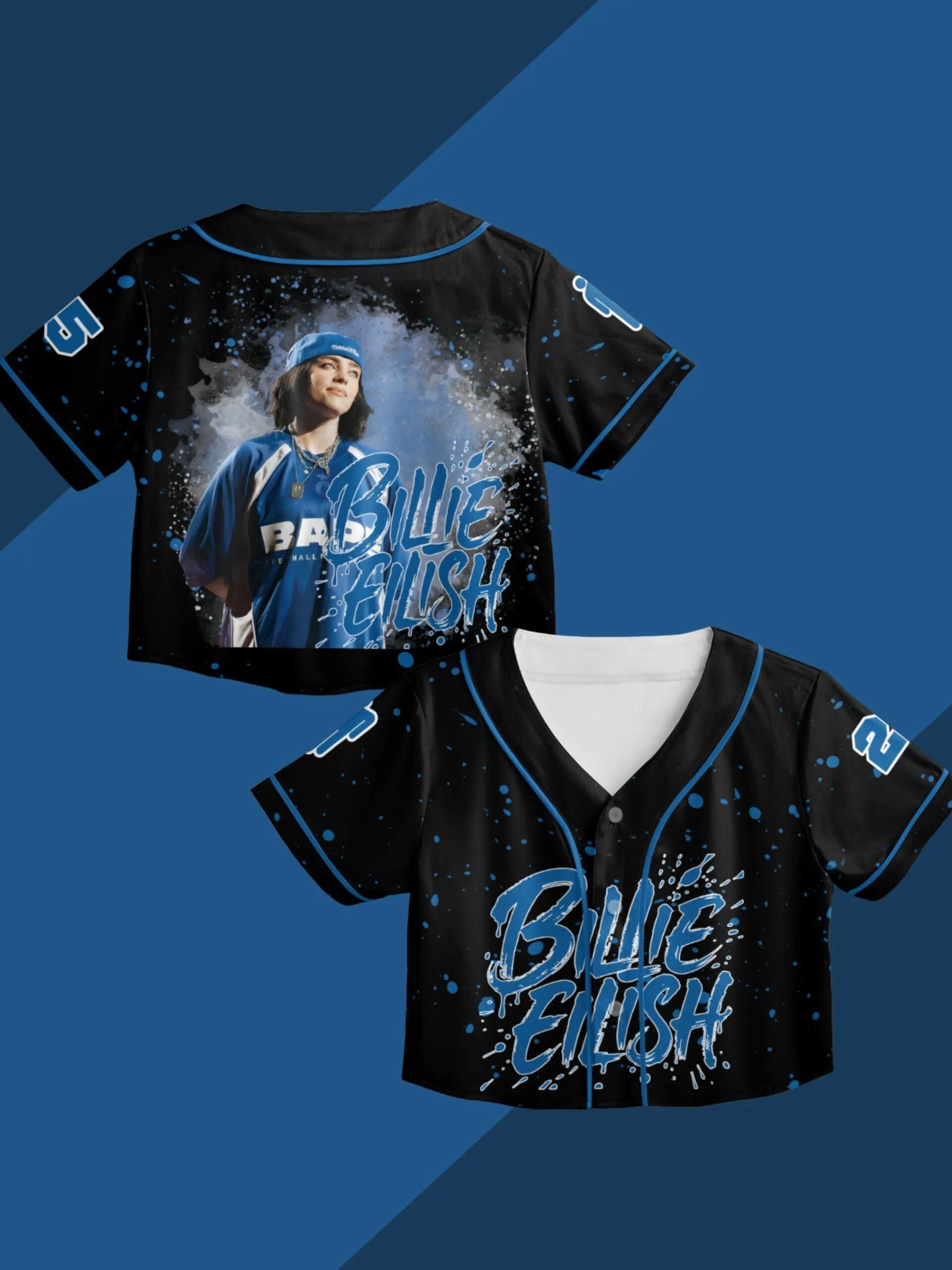 Billie Eilish Baseball Jersey - Includes Crop Top Style & Kids/Youth Sizes, Custom Color - Image 4