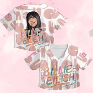 Hit Me Hard and Soft Tour Merch: Billie Eilish Baseball Jersey - Custom Name/Number, Crop Top Style