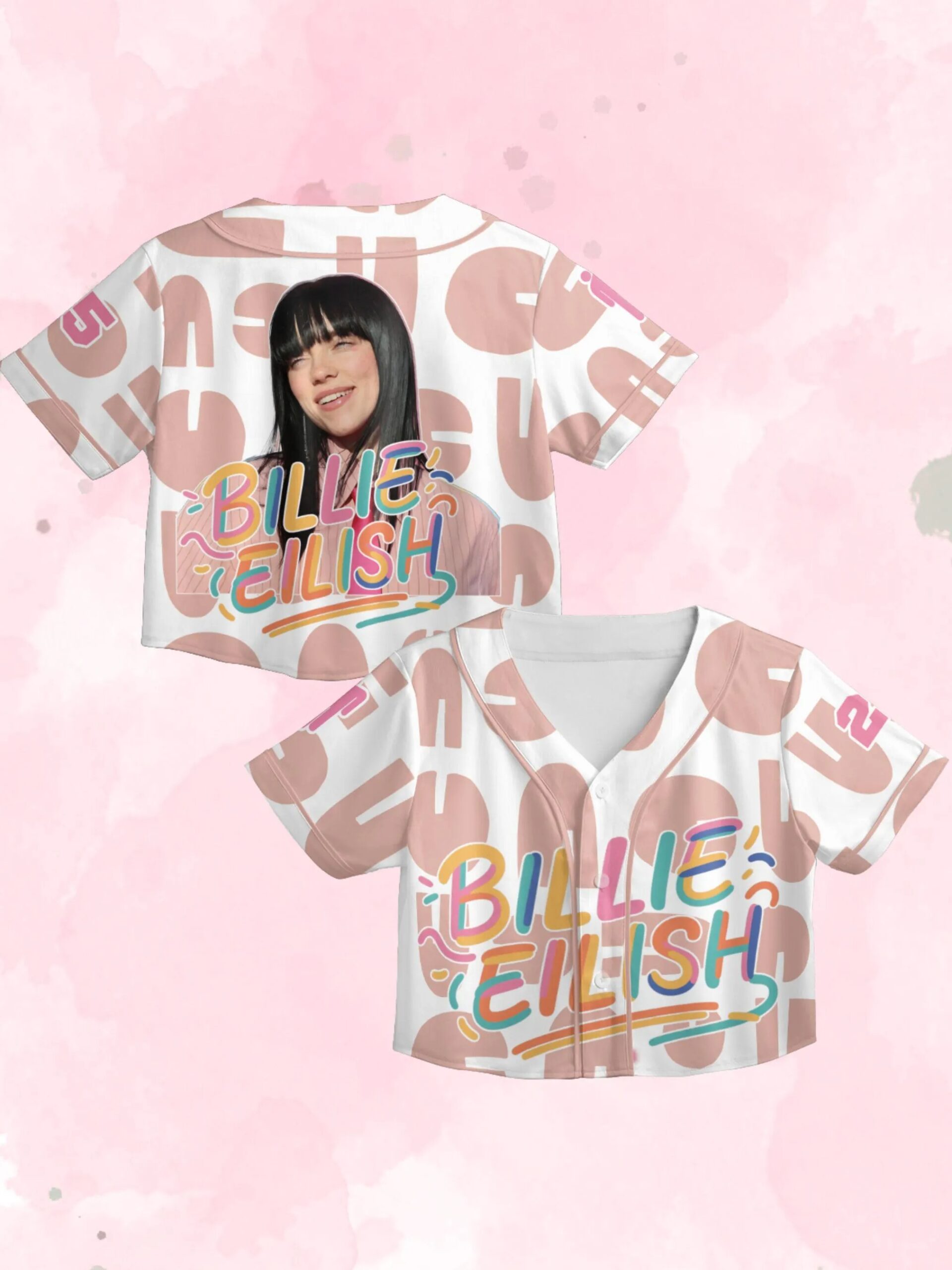 Hit Me Hard and Soft Tour Merch: Billie Eilish Baseball Jersey - Custom Name/Number, Crop Top Style
