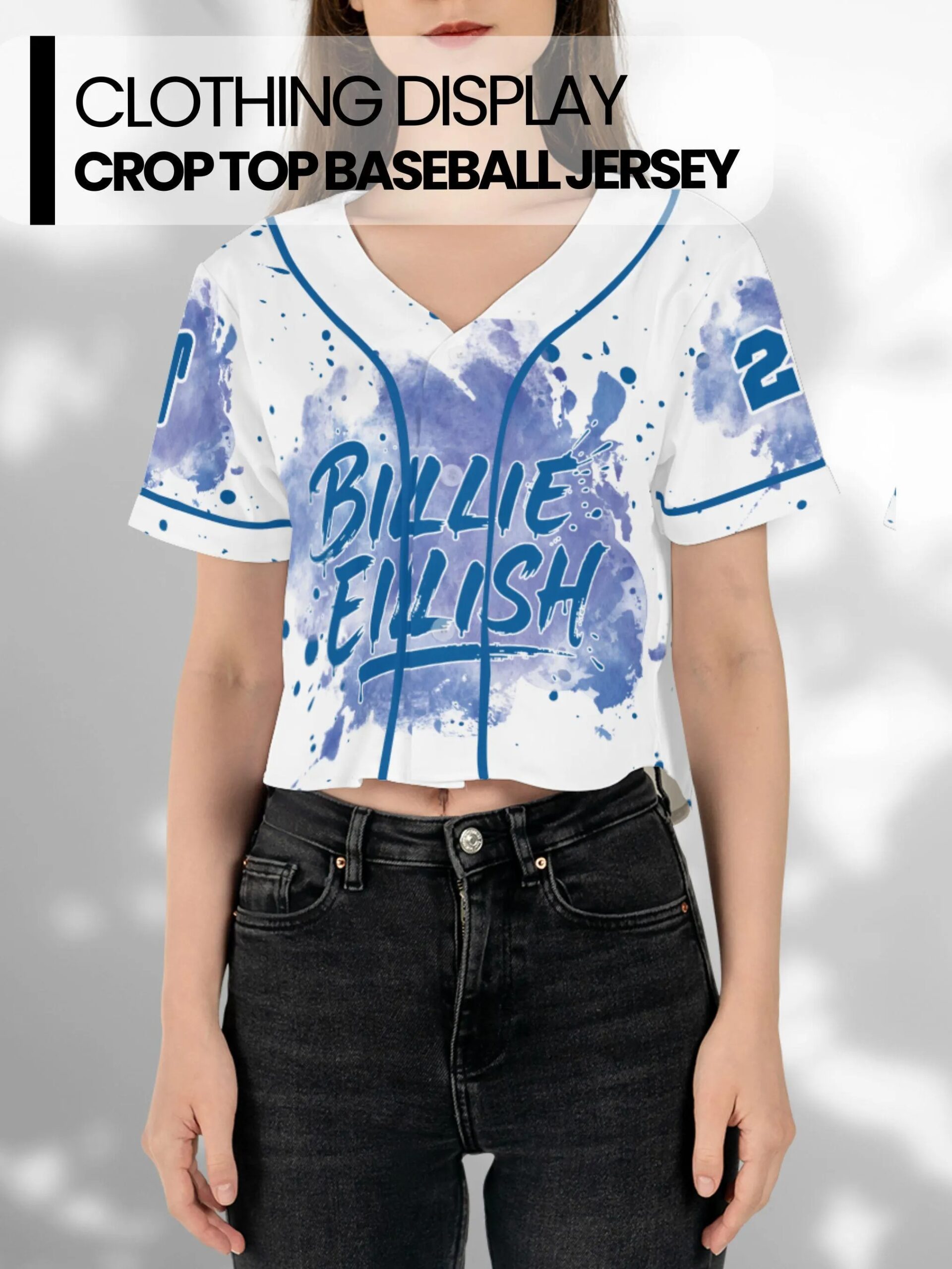 Custom Billie Eilish Baseball Jersey - Crop Top - Image 4