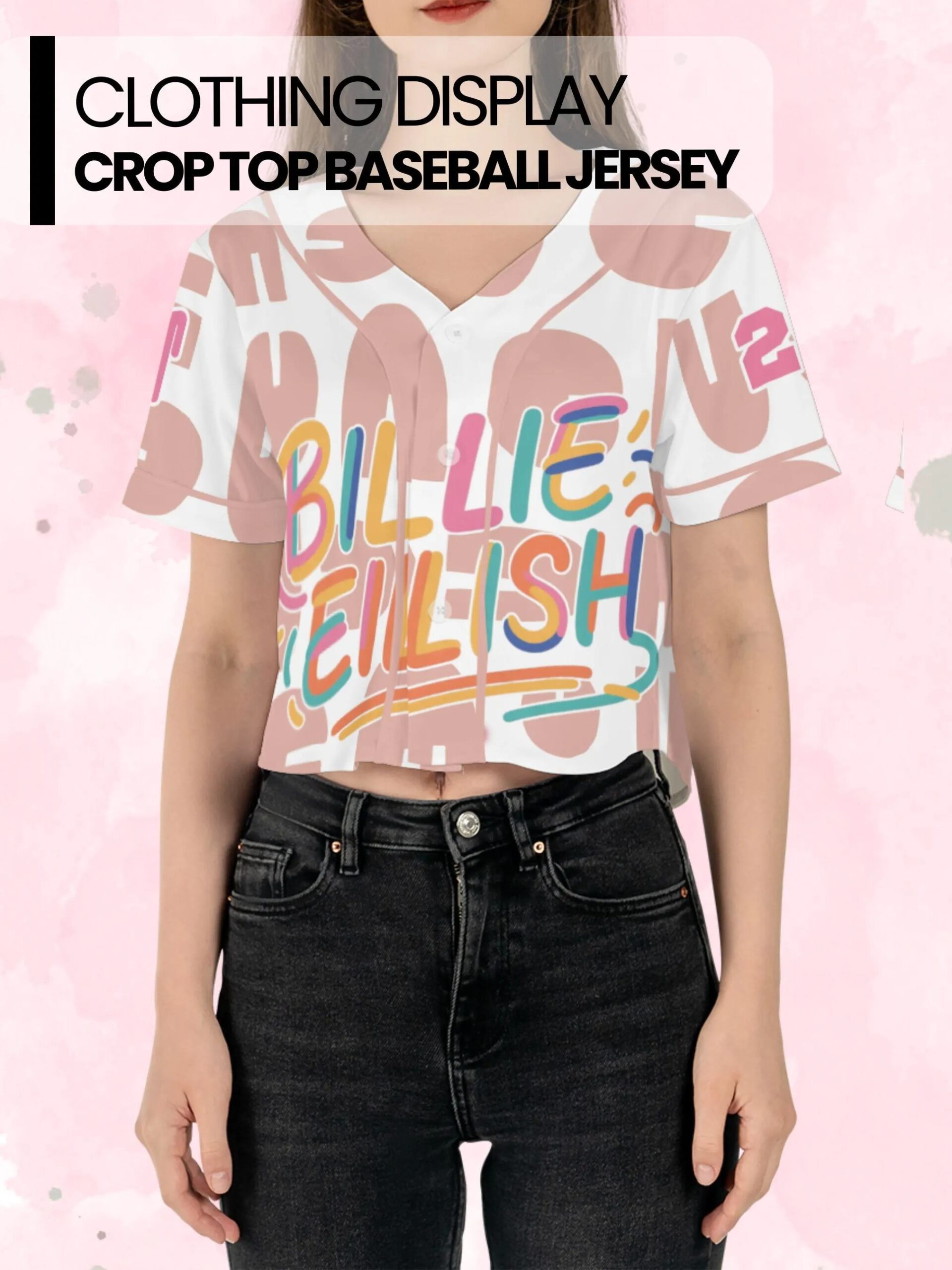 Hit Me Hard and Soft Tour Merch: Billie Eilish Baseball Jersey - Custom Name/Number, Crop Top Style - Image 4