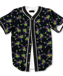 Alternative view of Frankenstein Halloween Print Pattern Baseball Jersey