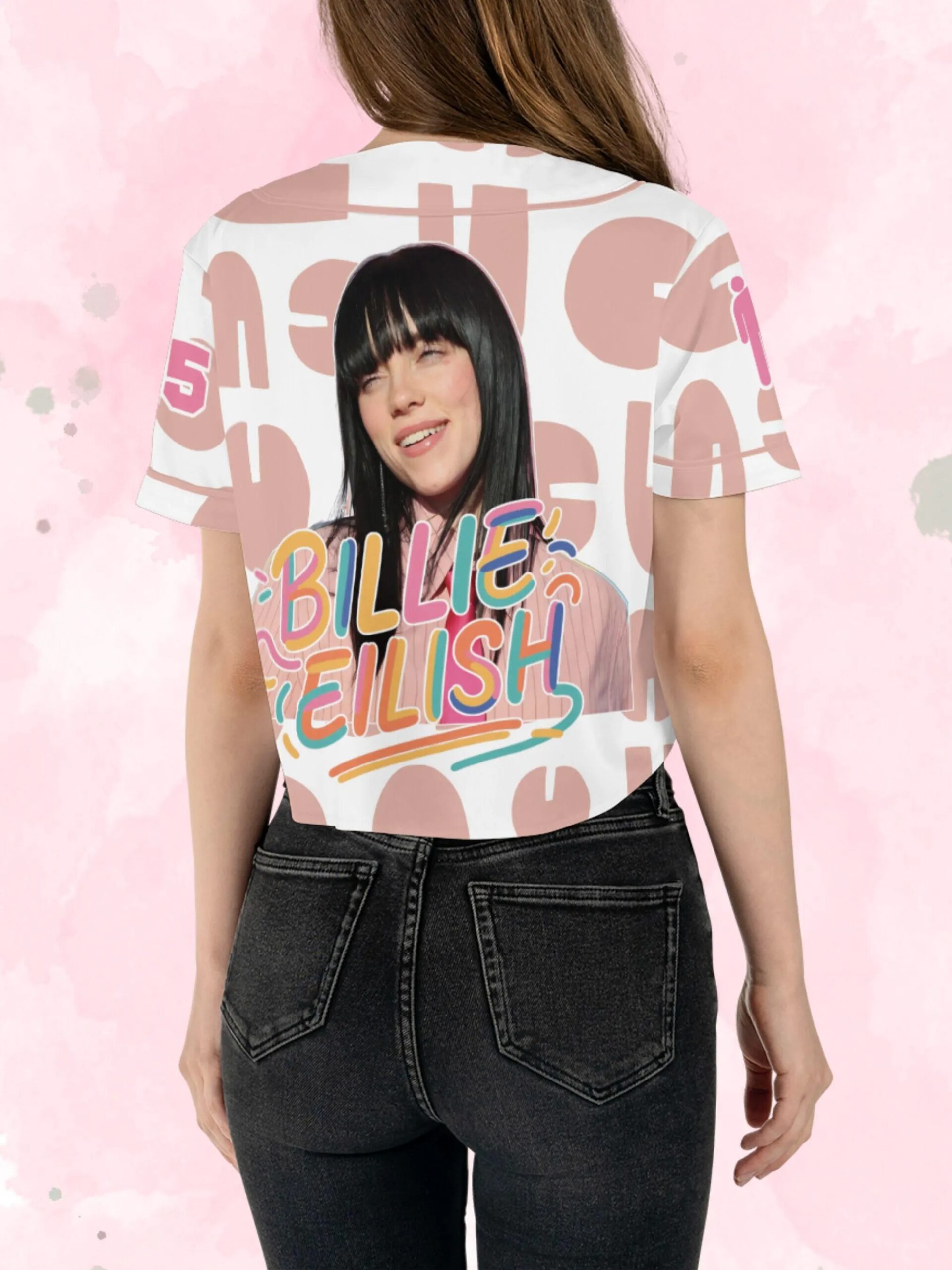 Hit Me Hard and Soft Tour Merch: Billie Eilish Baseball Jersey - Custom Name/Number, Crop Top Style - Image 5