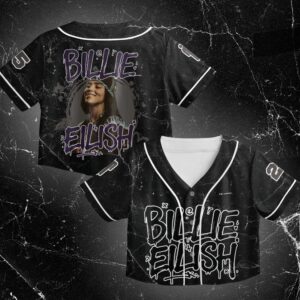 Billie Eilish Themed Crop Top Baseball Jersey, Custom Name And Number