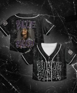 Billie Eilish Themed Crop Top Baseball Jersey, Custom Name And Number