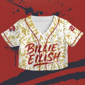 Alternative view of Billie Eilish Baseball Jersey - Customizable Name & Number | Crop Top Style