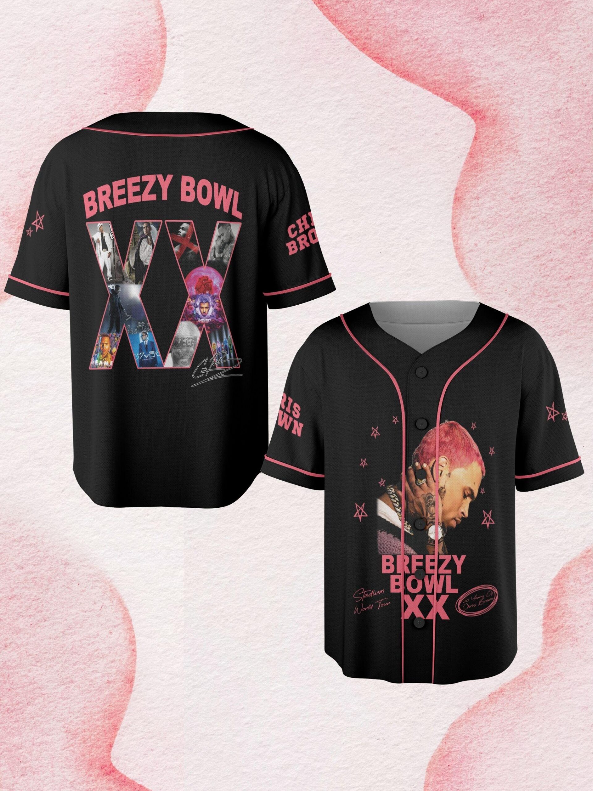Custom Chris Brown Baseball Jersey, Breezy Bowl XX Baseball Jersey, 2025 Breezy Bowl XX Tour Concert Gear - Image 3