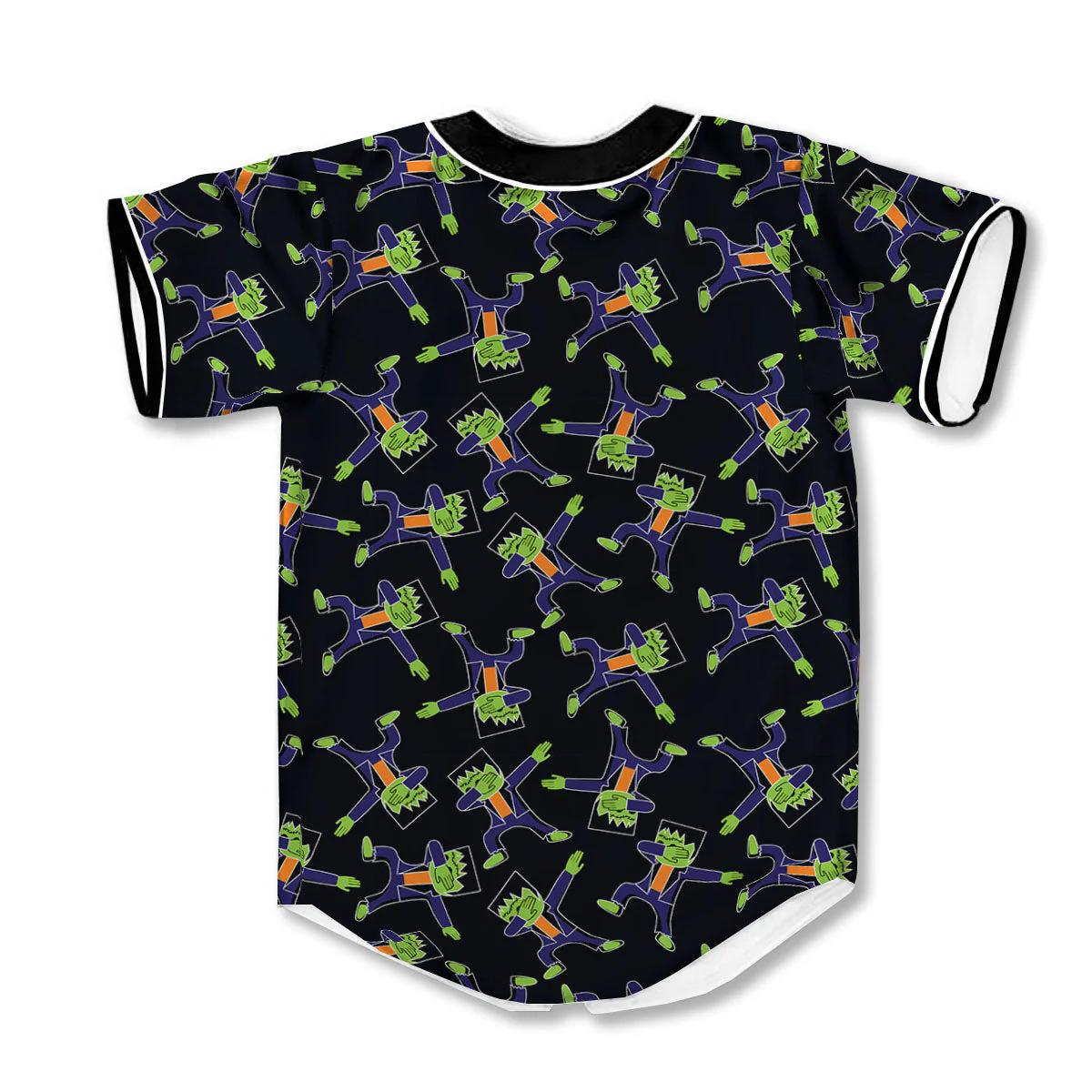 Frankenstein Halloween Print Pattern Baseball Jersey - Image 3
