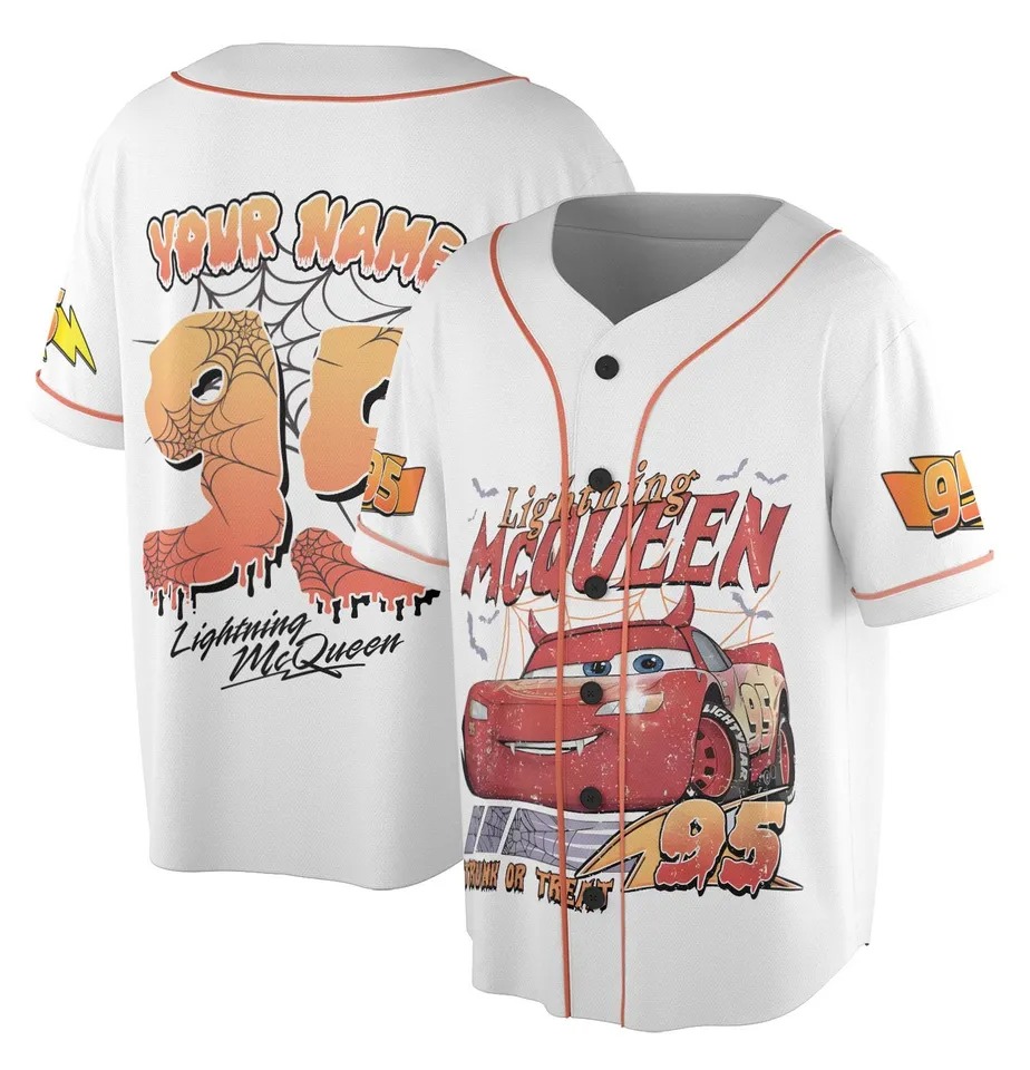 Personalized Retro Lightning McQueen Halloween Jersey, Halloween Jersey, Cars Jersey, Cars Land Halloween - Image 2