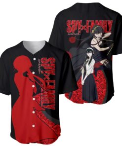Yor Foger SpyxFamily Baseball Jersey Black And Roses Anime Style