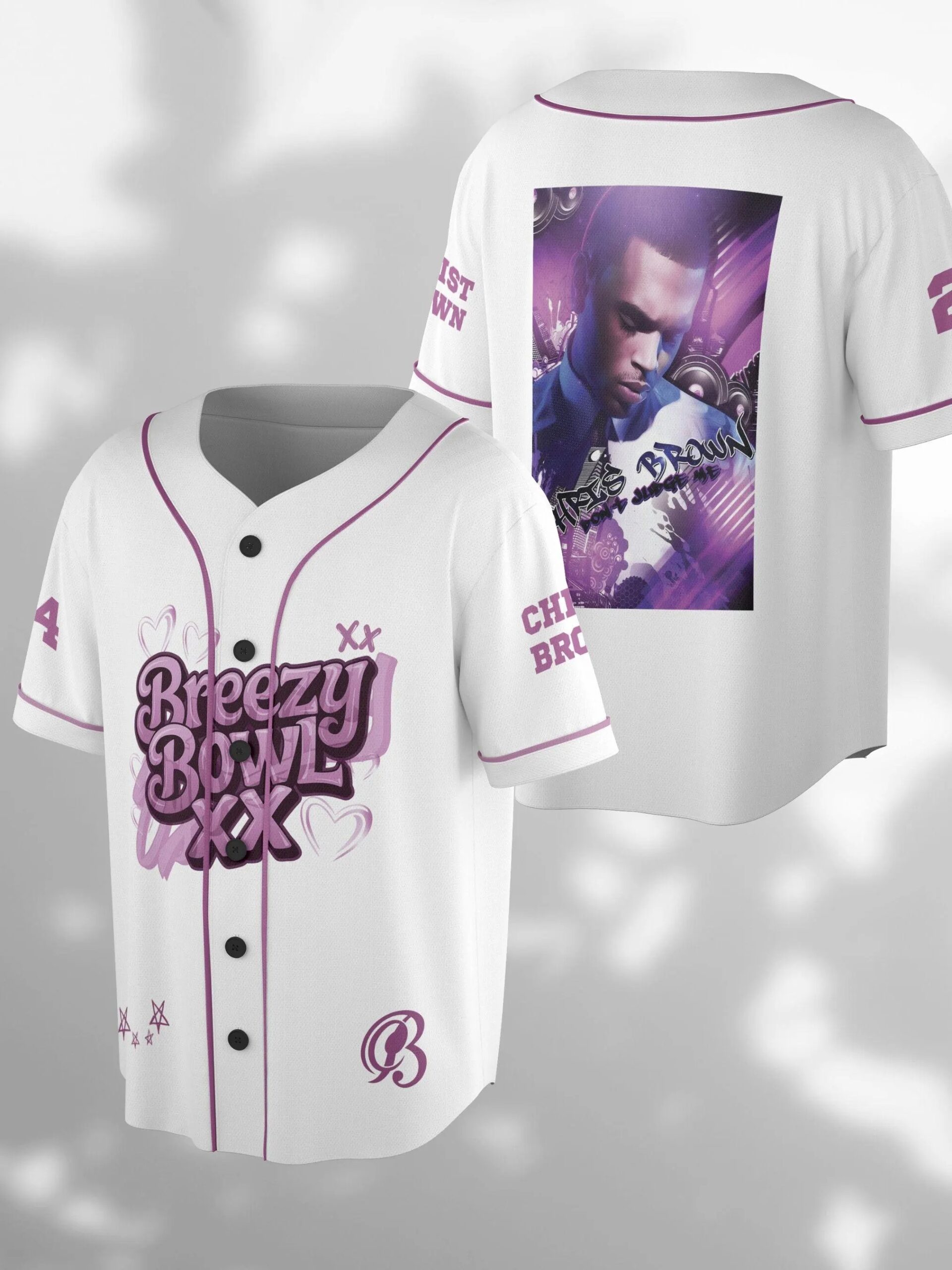 Custom Chris Brown Music Tour 2025 Baseball Jersey, 2025 Breezy Bowl XX Tour Concert Gear Baseball Jersey - Image 3