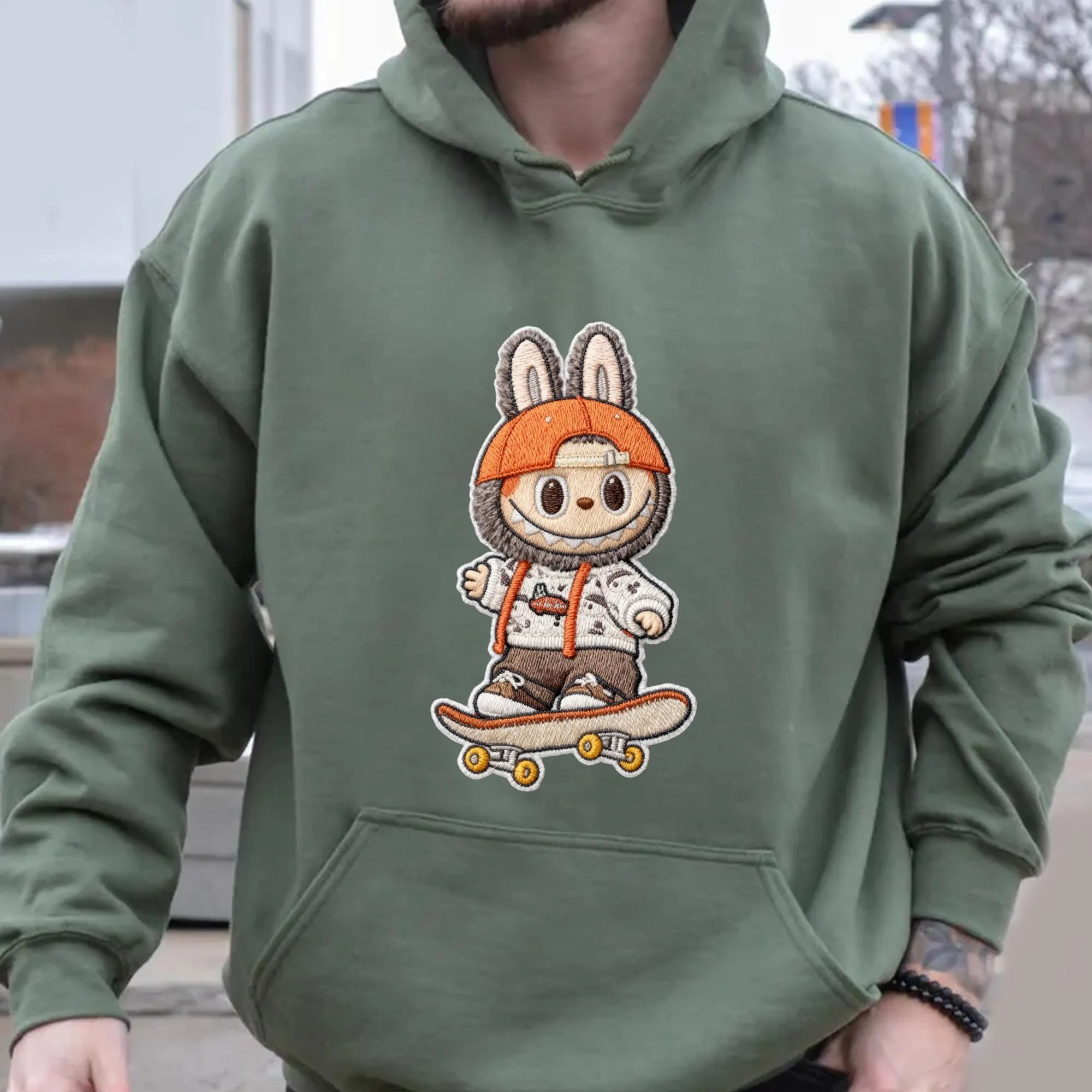 Embroidered Labubu Crewneck, Labubu Sweatshirt, Cute Monster Embroidery Shirt, Streetwear Cartoon Sweater, Kawaii Labubu Gift - Image 2
