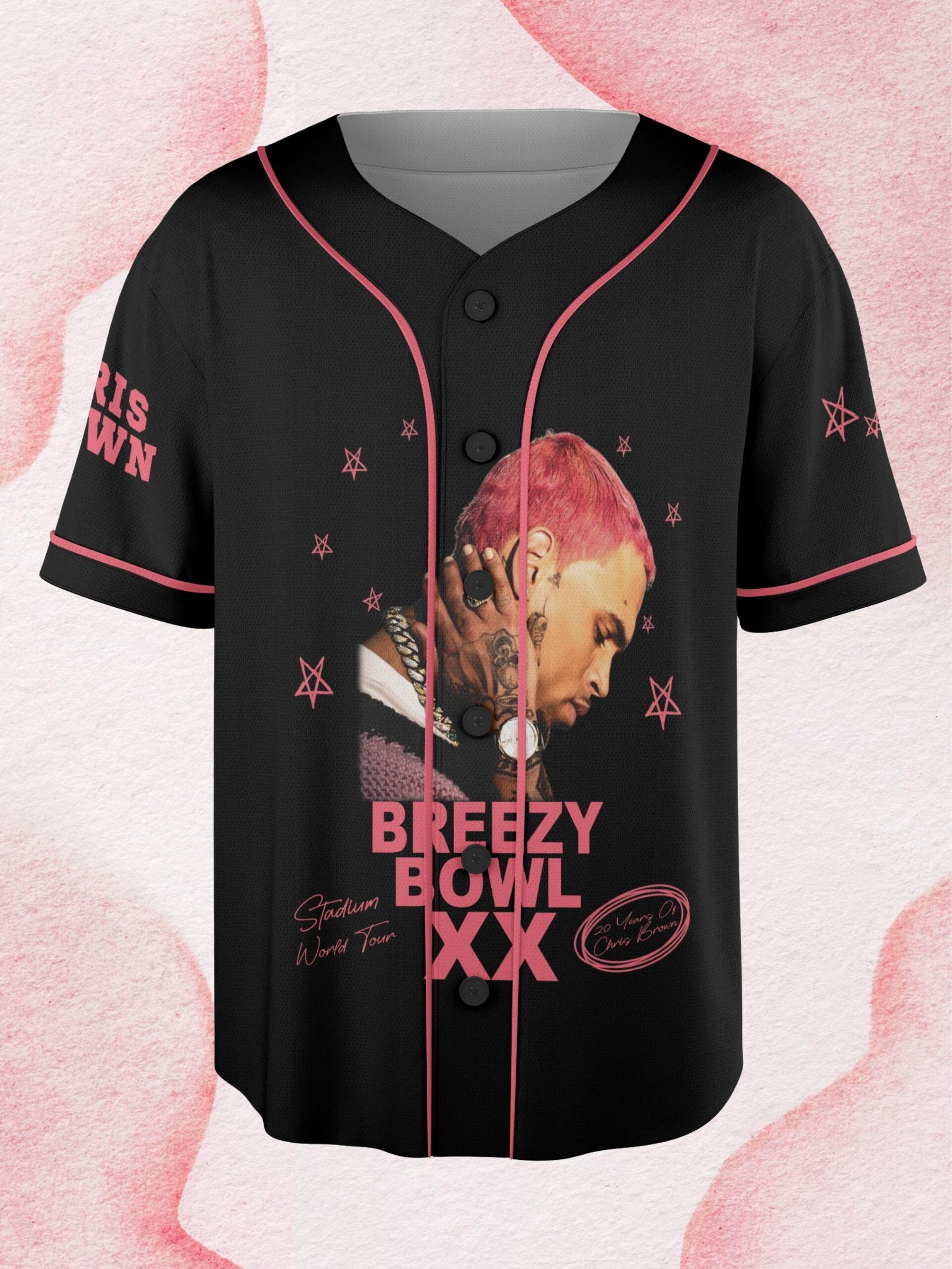 Custom Chris Brown Baseball Jersey, Breezy Bowl XX Baseball Jersey, 2025 Breezy Bowl XX Tour Concert Gear - Image 4