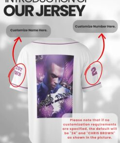 Alternative view of Custom Chris Brown Music Tour 2025 Baseball Jersey, 2025 Breezy Bowl XX Tour Concert Gear Baseball Jersey