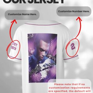 Alternative view of Custom Chris Brown Music Tour 2025 Baseball Jersey, 2025 Breezy Bowl XX Tour Concert Gear Baseball Jersey