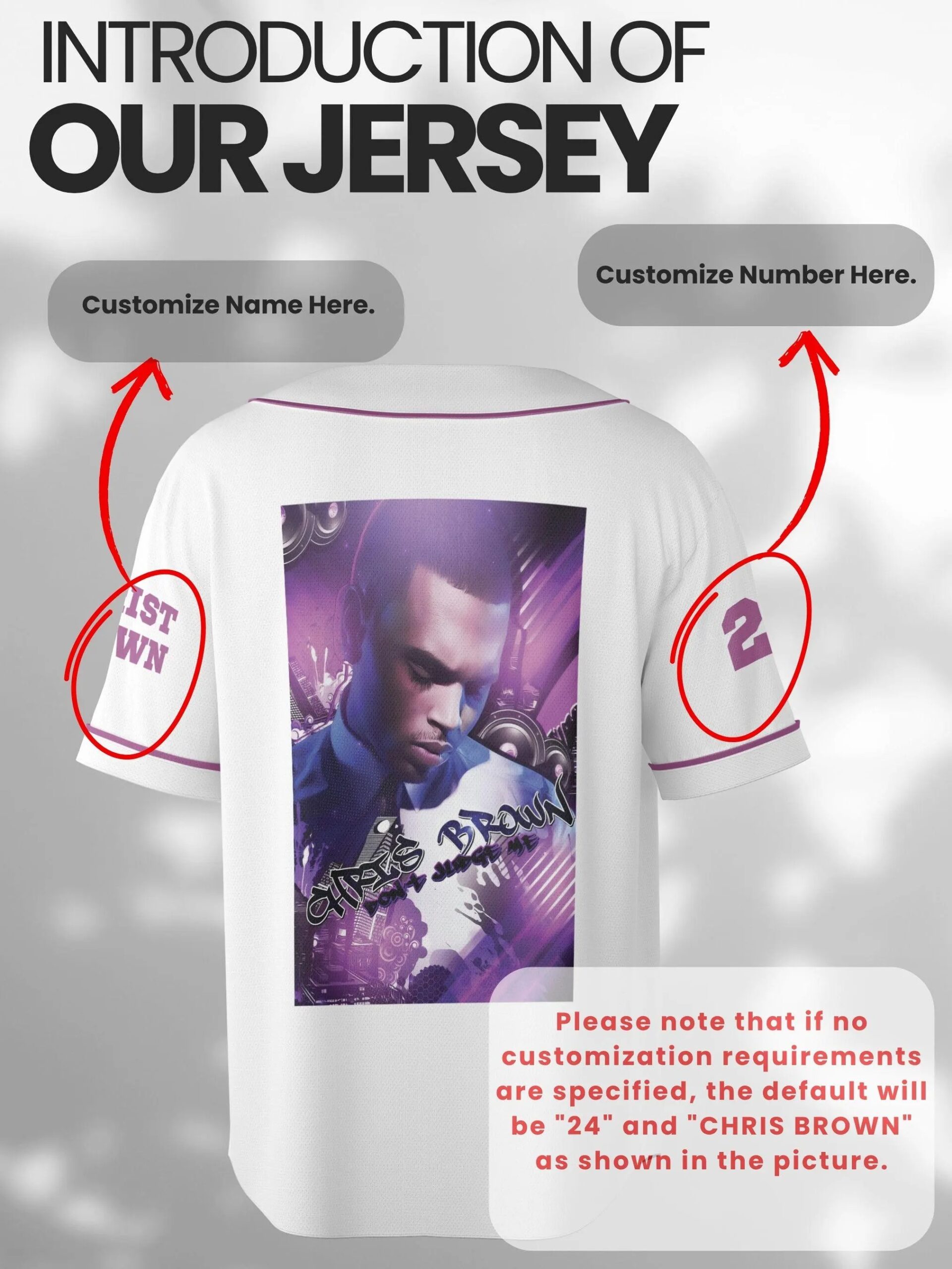 Custom Chris Brown Music Tour 2025 Baseball Jersey, 2025 Breezy Bowl XX Tour Concert Gear Baseball Jersey - Image 2