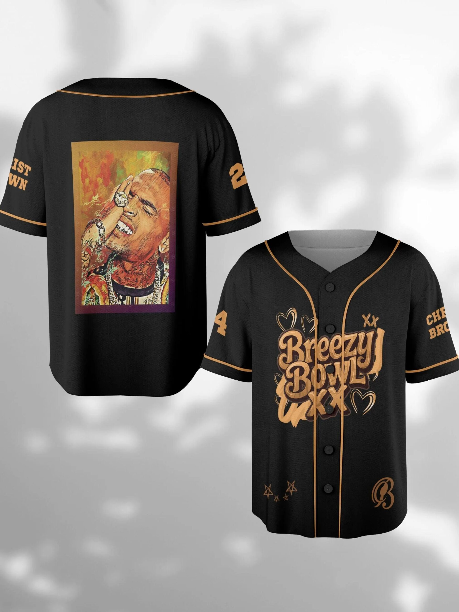Custom Chris Brown Music Tour 2025 Baseball Jersey, Breezy Bowl XX Baseball Jersey - Image 5