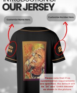 Alternative view of Custom Chris Brown Music Tour 2025 Baseball Jersey, Breezy Bowl XX Baseball Jersey