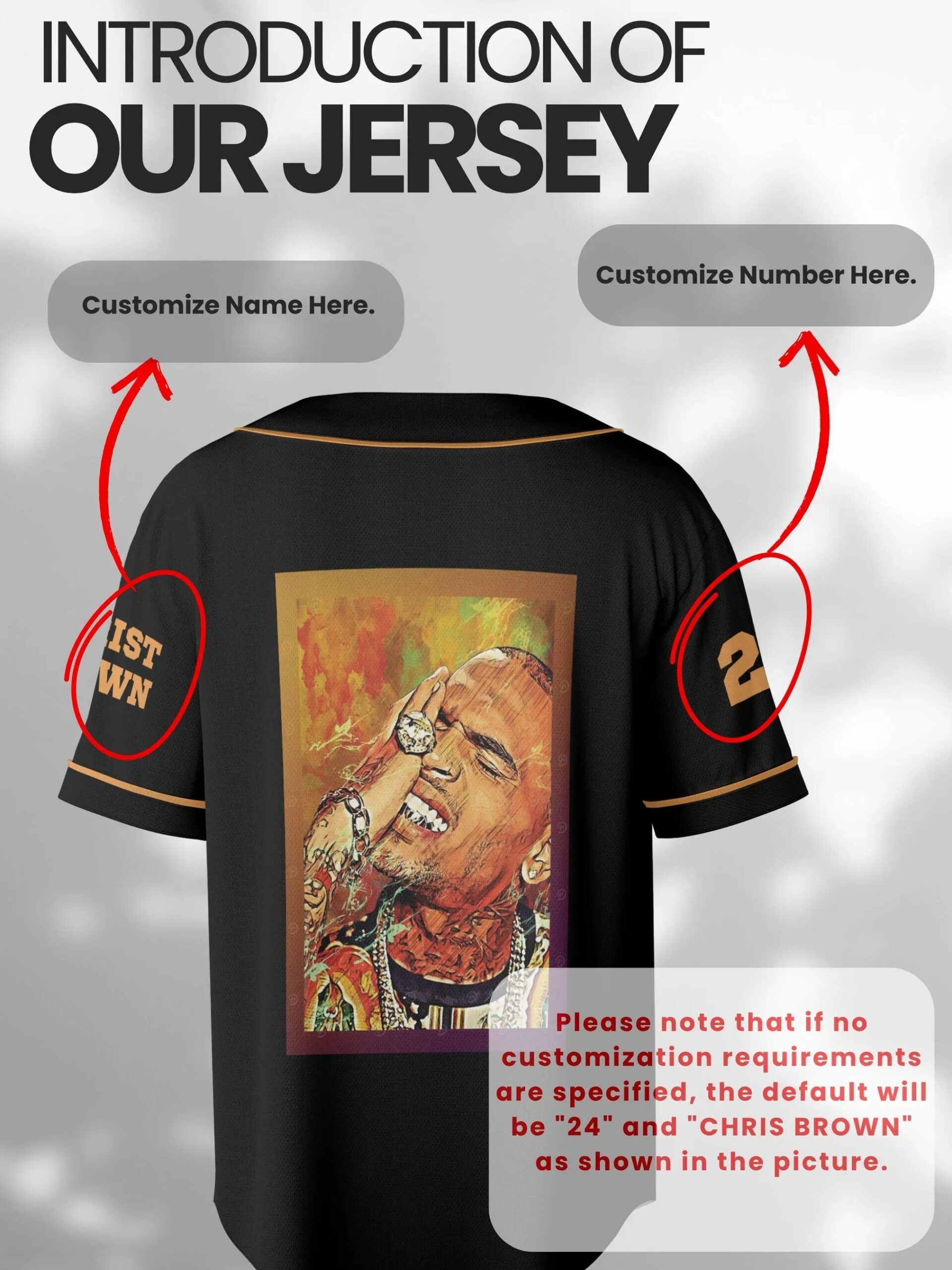 Custom Chris Brown Music Tour 2025 Baseball Jersey, Breezy Bowl XX Baseball Jersey - Image 2