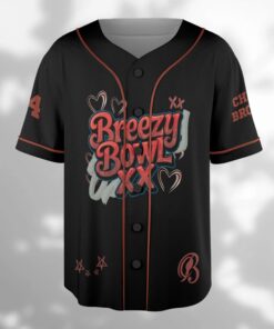 Alternative view of Custom Chris Brown Tour Music 2025 Baseball Jersey, Breezy Bowl XX Baseball Jersey, Custom Breezy Jersey